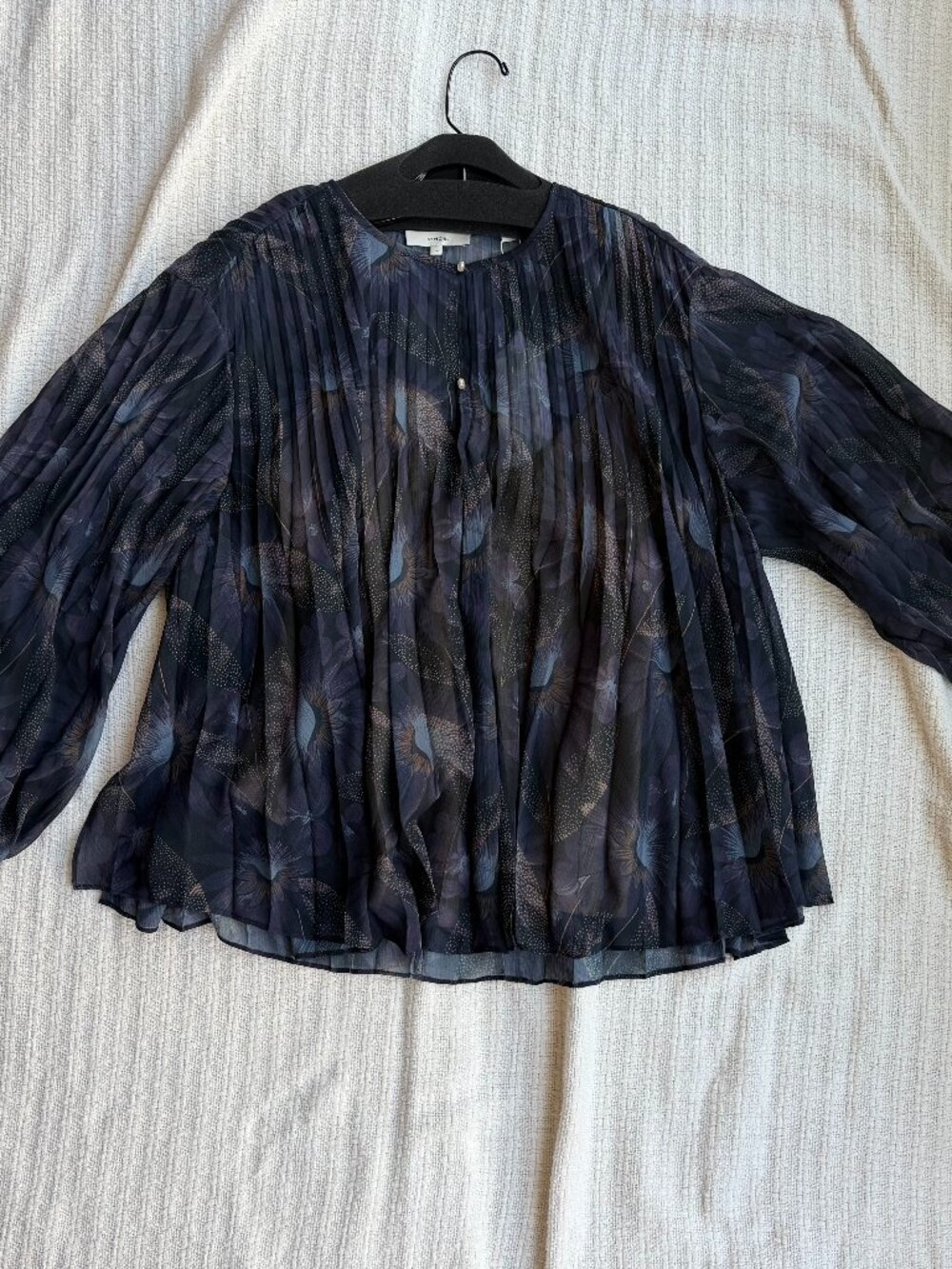 Vince Sheer Pleated Floral Blouse with Cami Lining - NWT M